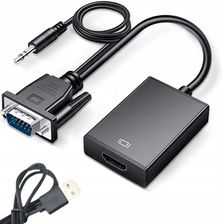 Zdjęcie KABEL ADAPTER KONWERTER VGA-HDMI FULL HD D-SUB Z JACK 3.5 I USB - Prochowice