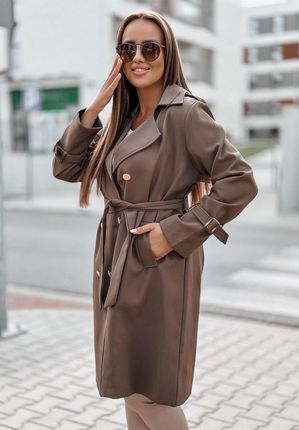 Elegancki dwurzędowy płaszcz Gadget brązowy : Rozmiar - S/M