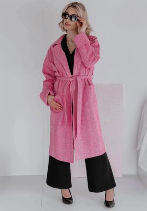 Płaszcz w jodełkę Refined różowy : Rozmiar - UNIWERSALNY
