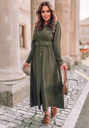 Sukienka maxi z paskiem Valentina khaki : Rozmiar - UNIWERSALNY