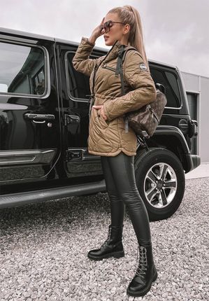 Pikowana kurtka z kapturem Mili khaki : Rozmiar - XL - zdjęcie 3