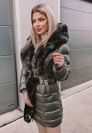 Kurtka pikowana z futerkiem Jolene butelkowa zieleń : Rozmiar - 3XL - zdjęcie 4