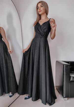 Długa sukienka brokatowa Prom czarna : Rozmiar - 34
