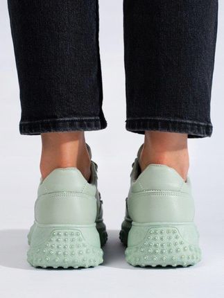 Jasnozielone sneakersy damskie z łańcuchem 39 - zdjęcie 2