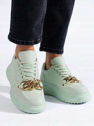 Jasnozielone sneakersy damskie z łańcuchem 39 - zdjęcie 3