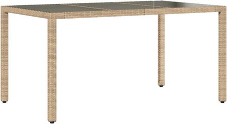 Zakito Europe Stół Ogrodowy Rattanowy Z Szklanym Blatem 150X90X75cm Beżowy ZE365533