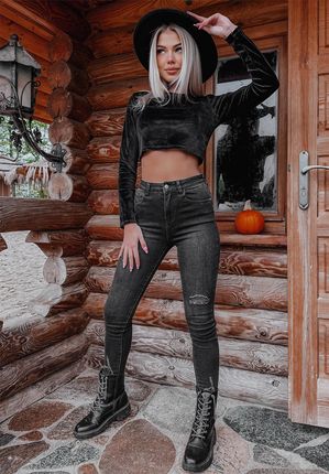 Spodnie jeansowe skinny Watts szare : Rozmiar - 40 - zdjęcie 2