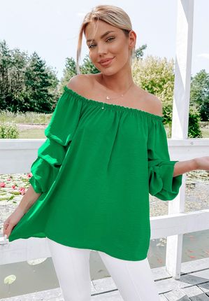 Bluzka z falbankami Melanie zielona : Rozmiar - Jeden rozmiar