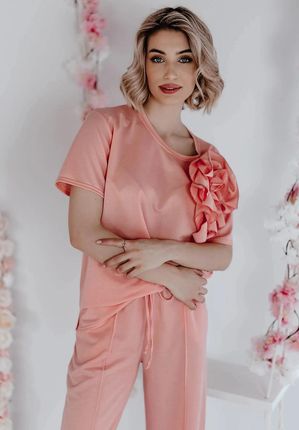 Komplet 2w1 z odpinanym kwiatem Louise różowy : Rozmiar - L/XL - zdjęcie 2