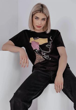 T-shirt z nadrukiem Faces czarny : Rozmiar - M - zdjęcie 2