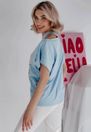 T-shirt z nadrukiem Memory Flowers błękitny : Rozmiar - Jeden rozmiar - zdjęcie 2