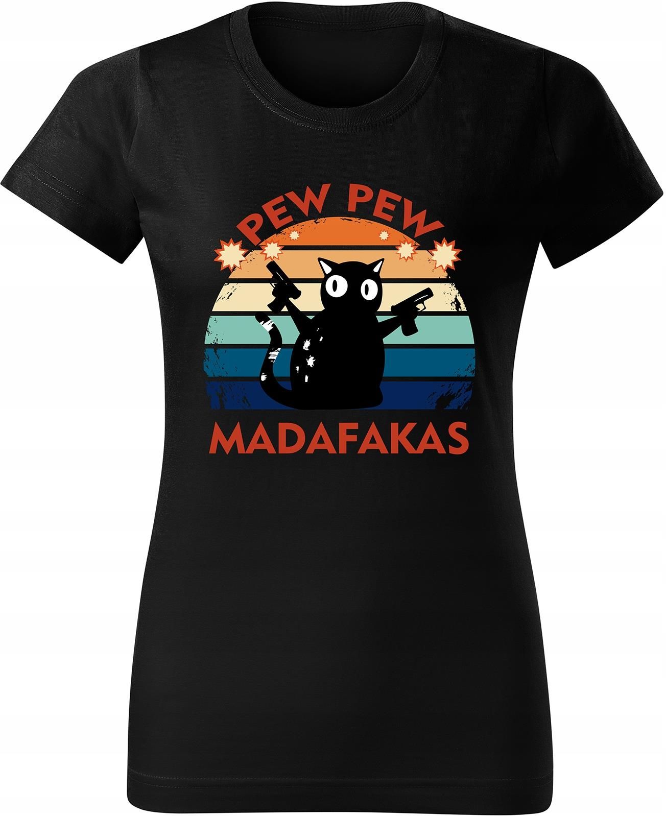 T-shirt donna Pew Pew madafakas funny cta retrò vintage viral gatto schifomadò