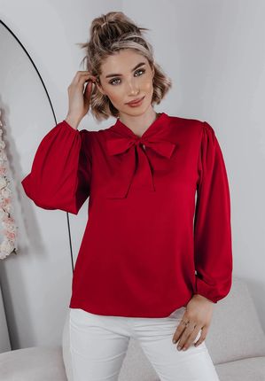 Elegancka bluzka z wiązaniem Elodie czerwona : Rozmiar - 36 - zdjęcie 4