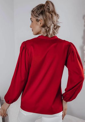 Elegancka bluzka z wiązaniem Elodie czerwona : Rozmiar - 36 - zdjęcie 3