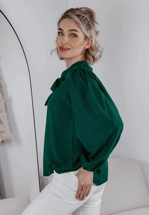 Elegancka bluzka z wiązaniem Elodie zielona : Rozmiar - 42 - zdjęcie 4