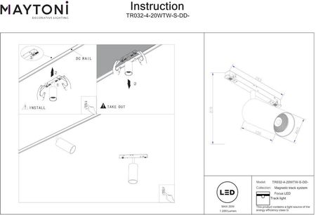 Maytoni Lampa Do Systemu Szynowego Focus Led Tr032-4-20Wtw-S-Dd-B - (Tr032420Wtwsddb) - zdjęcie 5