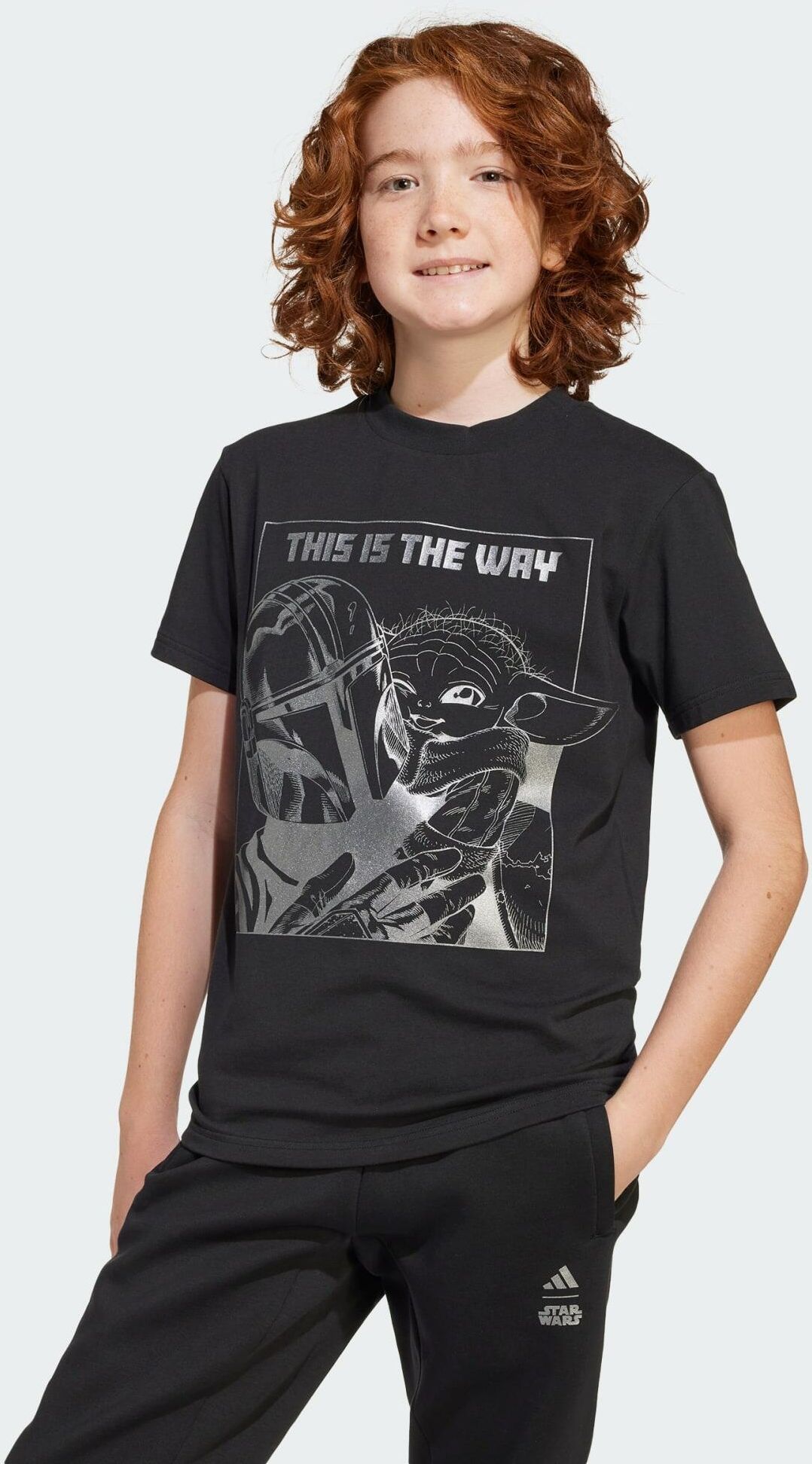 Adidas Koszulka X Star Wars The Mandalorian Graphic Kids Czarne - Main Image