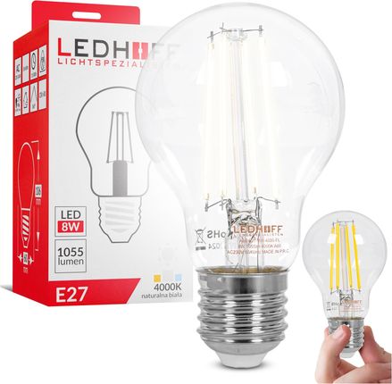 Ledhoff Żarówka Led E27 Filamentowa 8W 1055Lm Naturalna Biała Ozdobna (1115)