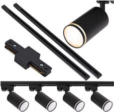 Ledhoff Oświetlenie Szynowe Czarne 4X Lampa Gu10 + 2X Szyna 1M (816)