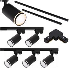 Ledhoff Zestaw Oświetlenie Szynowe 2M + 1M 5X Lampa Gu10 Listwa Czarny Szynoprzewód (817)