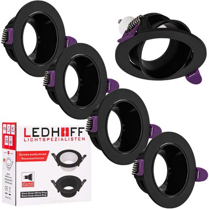 Ledhoff 4X Oprawa Halogenowa Sufitowa Podtynkowa Gu10 Czarna Ruchoma (852)