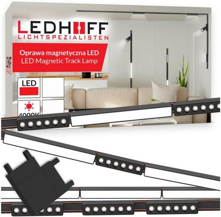 Ledhoff Oświetlenie Szynowe Magnetyczne Zestaw 2X Listwa 1M + 6X Lampa Led Czarny (B82942Xb8156+3Xb8176+3Xb8182+B8170)