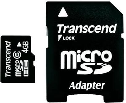 Transcend KARTA PAMIĘCI MICROSDHC TRANSCEND, 4 GB, CLASS 6, ADAPTER SD