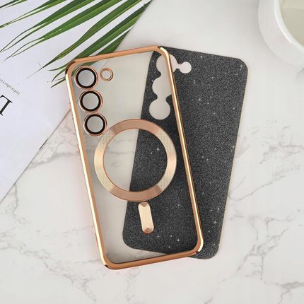 Bou Brokatowe Do Samsung Galaxy S25 5G Case Magsafe Czarno Złote 2W1 - zdjęcie 2