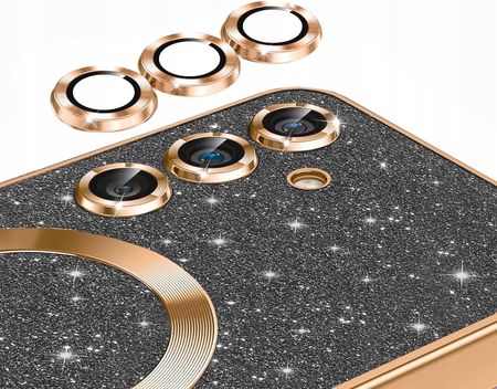 Bou Brokatowe Do Samsung Galaxy S25 5G Case Magsafe Czarno Złote 2W1 - zdjęcie 4
