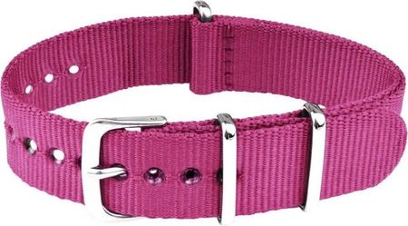 Classicwatchstraps Nylonowy pasek do zegarka - różowy, 18 mm, srebrny polerowany (CWS1200730218)