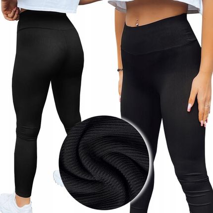 Legginsy Bambusowe W Prążek modelujące Z Wysokim Stanem getry Kryjące, XL