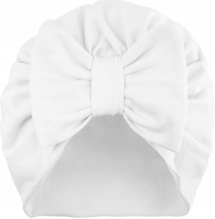Pojedynczy TURBAN NIEMOWLĘCY z kokardą czapeczka bawełniana CHRZEST 44-46