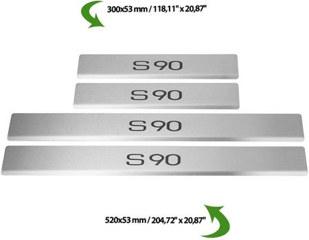 Steel Volvo S90 Mk2 Nakładki Progowe Ze Stali Nierdzewnej 304 Czarne Matowe Napisy - zdjęcie 3