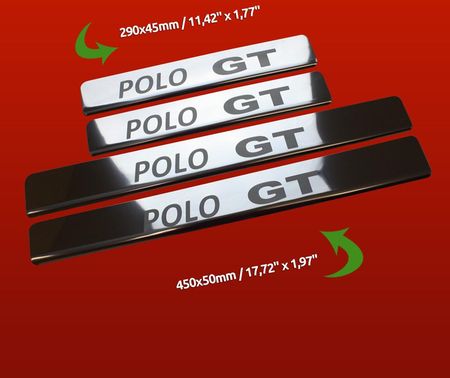 Steel Volkswagen Polo Mk5 6R Listwy Progowe Polo Gt 5 Drzwi Stal Nierdzewna 304 Wykończenie Połysk - zdjęcie 6