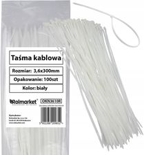 Rolmarket 100X Opaski Zaciskowe Kablowe 3,6X300m m Trytytki Uv Białe Taśma Kablowa