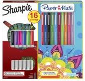 Sharpie Zestaw Markerów Permanentnych 6szt. + 10 Paper Mate Flair (2079807)
