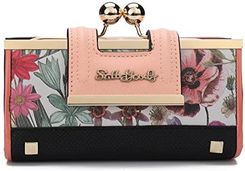 Gladdon Damskie torebki retro kwiatowy wzór motyla klamra portfele etui na karty torba prezenty, szary, Retro