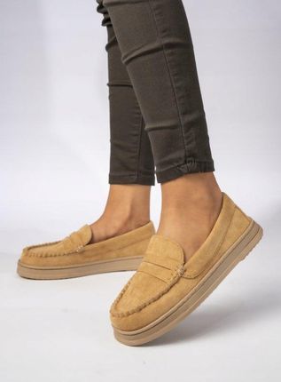 Damskie Mokasyny – Camel, Zamszowe Martina CAMEL 39