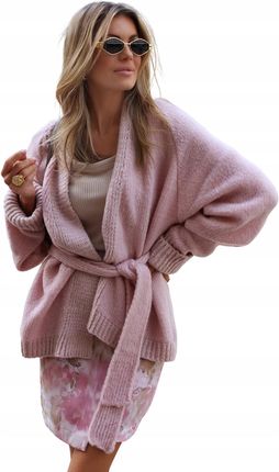Damski Sweter kardigan bez zapięcia złota nitka oversize 'DELICATE'
