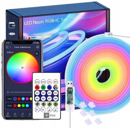 NEON LED FLEX 5V DC Aplikacja Bluetooth 5m Muzyczna Taśma LED
