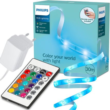 Pasek LED Taśma RGB 30m Ściemniana Wielokolorowa Pilot Philips