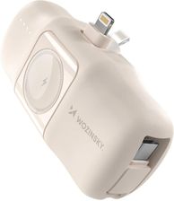 Wozinsky Mini Powerbank Wf16-Yls 5000mAh 15W Lightning Z Wbudowanym Kablem USB-C I Ładowarką Do Apple Watch Beżowy
