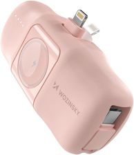 Wozinsky Mini Powerbank Wf16-Yls 5000mAh 15W Lightning Z Wbudowanym Kablem USB-C I Ładowarką Do Apple Watch Różowy