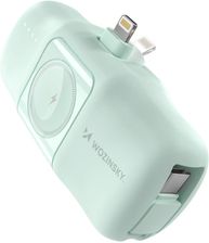 Wozinsky Mini Powerbank Wf16-Yls 5000mAh 15W Lightning Z Wbudowanym Kablem USB-C I Ładowarką Do Apple Watch Zielony