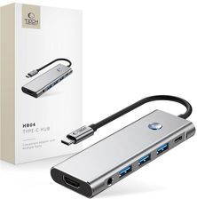 Zdjęcie Tech-Protect Hb04 Hub Adapter 9In1 Type-C + USB2.0 USB3.0 HDMI 4K 60Hz Sd/Tf Pd100W Av3.5 Space Grey - Jedlicze