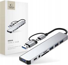 Zdjęcie Tech-Protect Hb06 Hub Adapter 9In1 Type-C + USB2.0 USB3.0 Sd/Tf Av3.5 Space Grey - Świecie