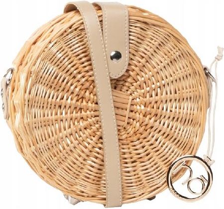 NOBO Torebka Okrągła Wiklinowa Beżowa