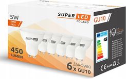 Zdjęcie Superled 10X Żarówka Led Gu10 5W 3000K Biała Ciepła 120° Wydajna Premium (1339) - Praszka