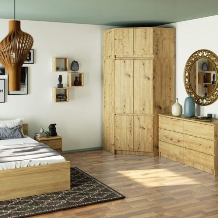 Akord Furniture Factory Szafa Narożna Z Nadstawką S100 Dąb Artisan (SP0PSZS100NADART) - zdjęcie 4