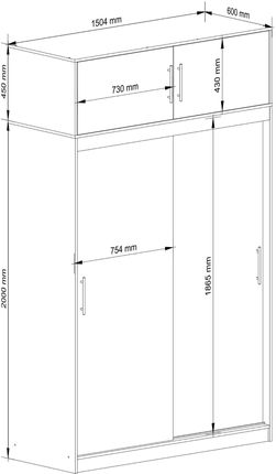 Akord Furniture Factory Szafa Przesuwna Z Nadstawką 150Cm Clp Biała Szara Mono (OP0LSZABIASZABL150NADCLP) - zdjęcie 2